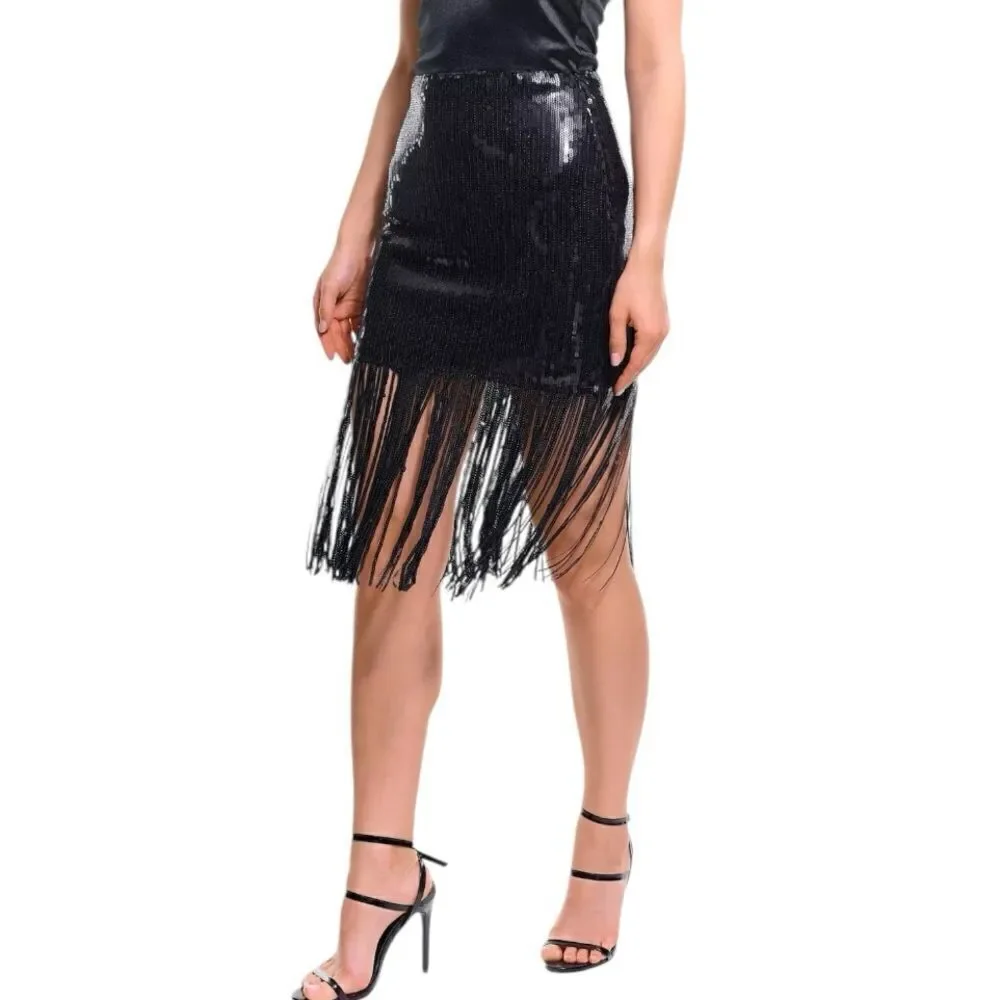 SETA Black Diamond Fringe Skirt Size M - Picture 6 of 8